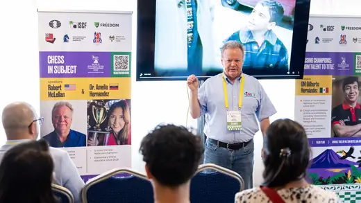 Robert McLellan presenting during the Chess in Subject master class
