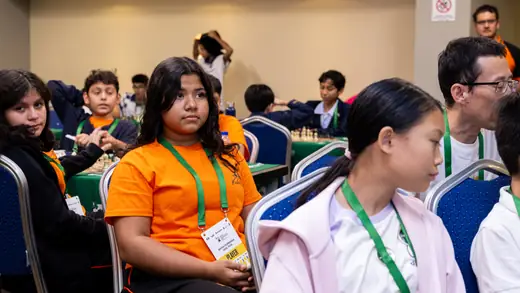 Players answering the Kahoot chess quiz from their phones